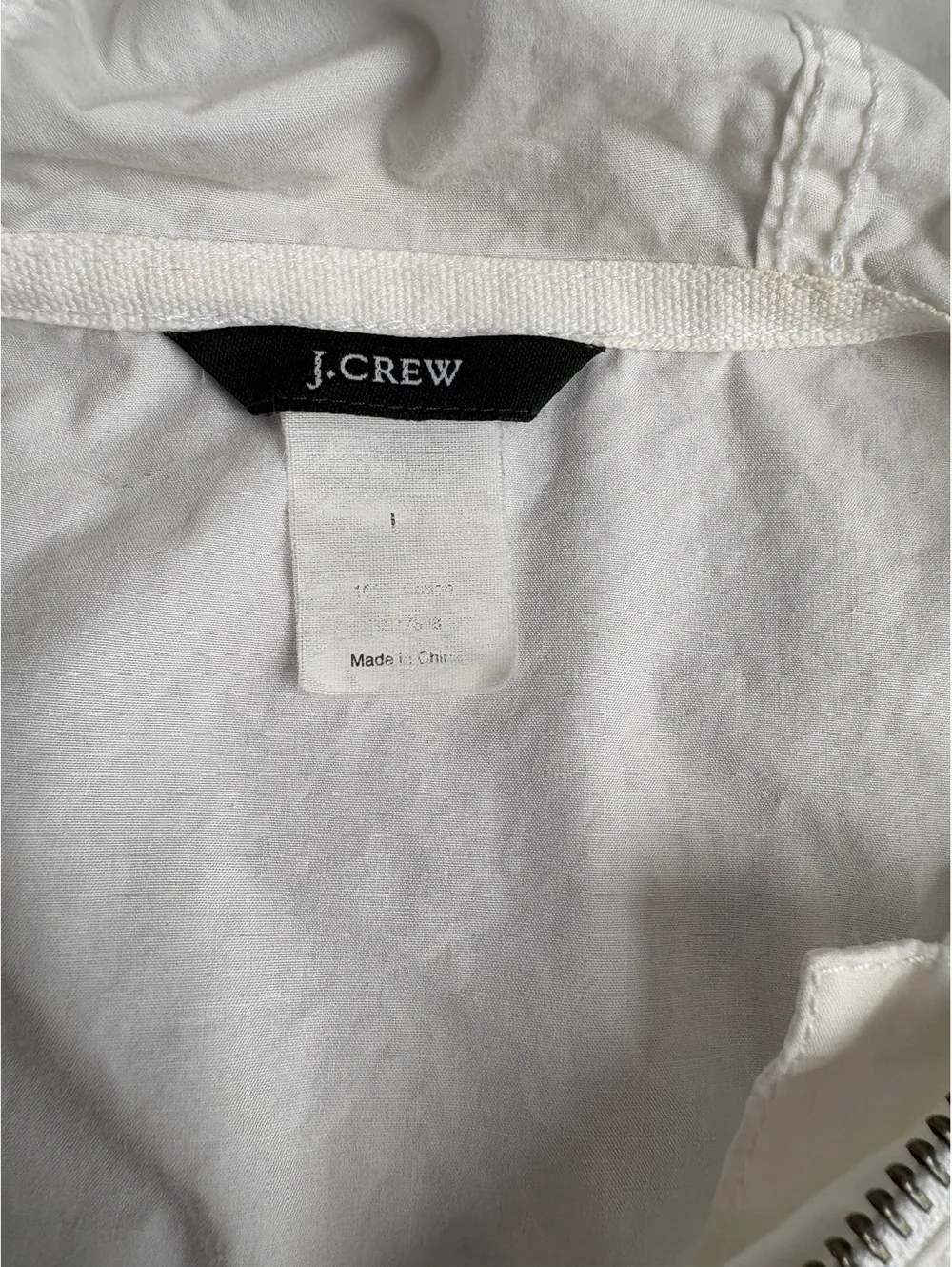 J.Crew White Hooded Utility Jacket Lightweight Zip Front Women’s L Approx